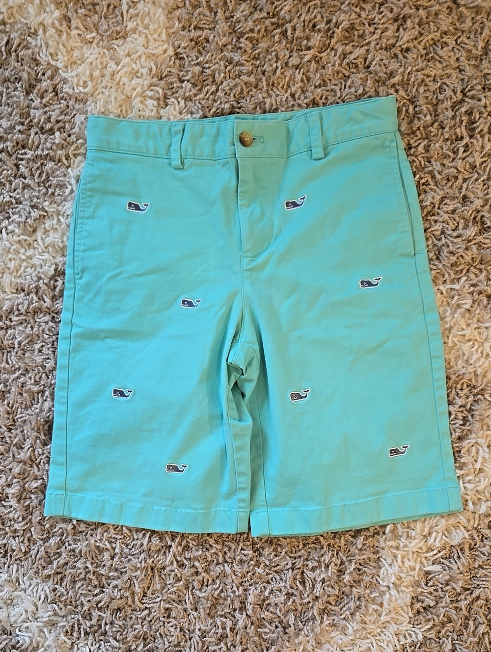 Vineyard Vines Mint Green Whale Embroidered Flat-Front Shorts
